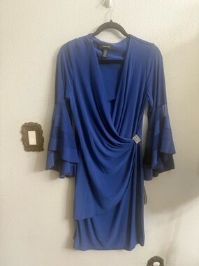 Brand new  Royal Blue Draped V-Neck Cocktail Dress size 12